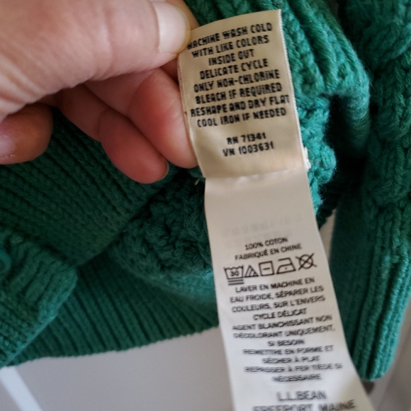 LL Bean Cotton Cable Knit Button Front Cardigan - Picture 7 of 13